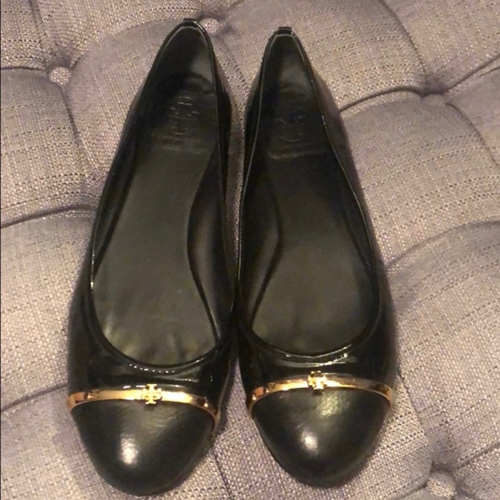 Black Patent Leather Tory Burch Flats - Size 11